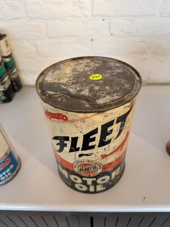 Vintage Fleet Motor Oil Blik - Decoratief Verzamelobject, Verzamelen, Ophalen of Verzenden, Gebruikt, Overige, Overige merken