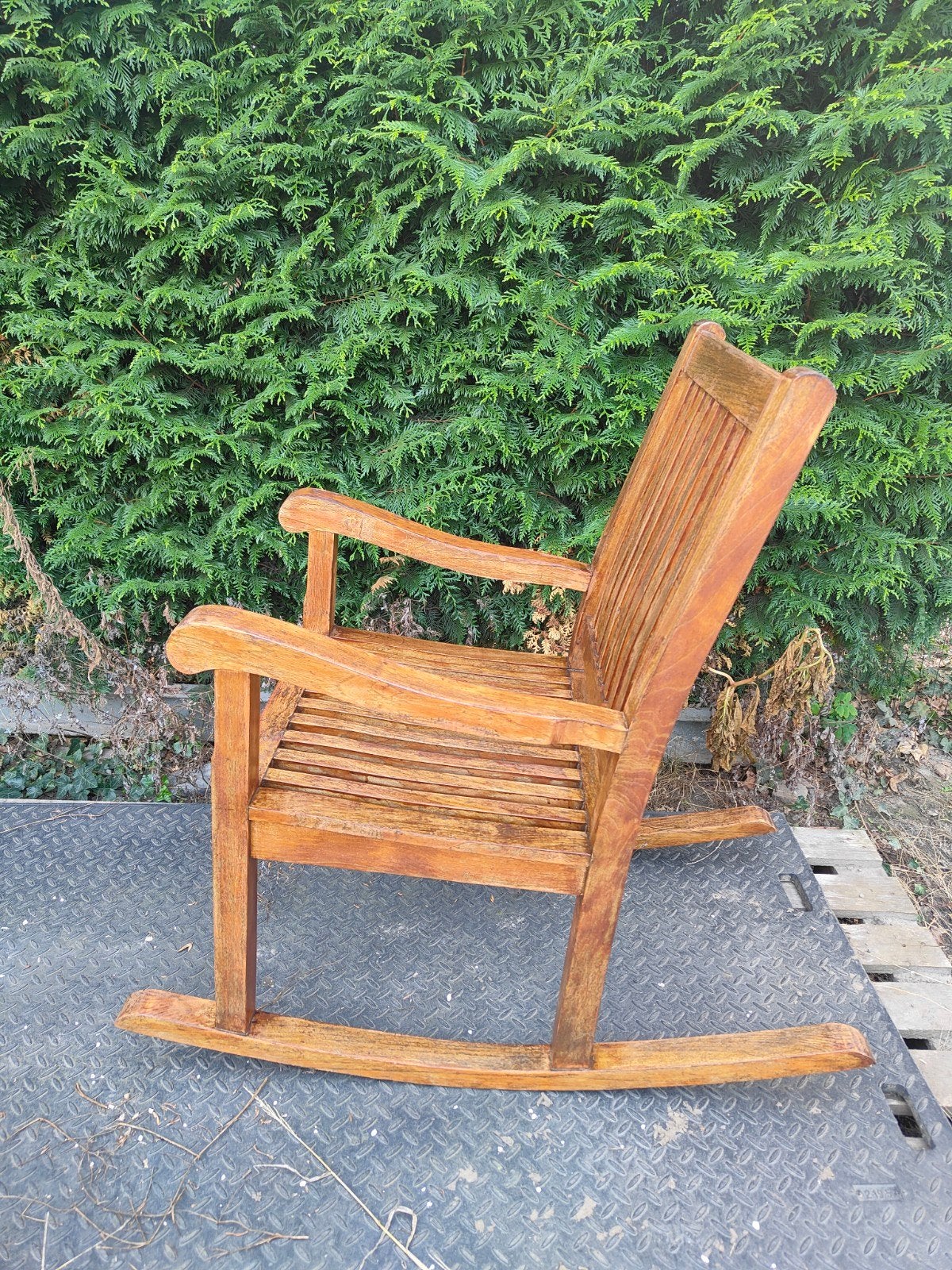 Robuuste Teak Houten Schommelstoel, Ophalen, Zo goed als nieuw, Hout