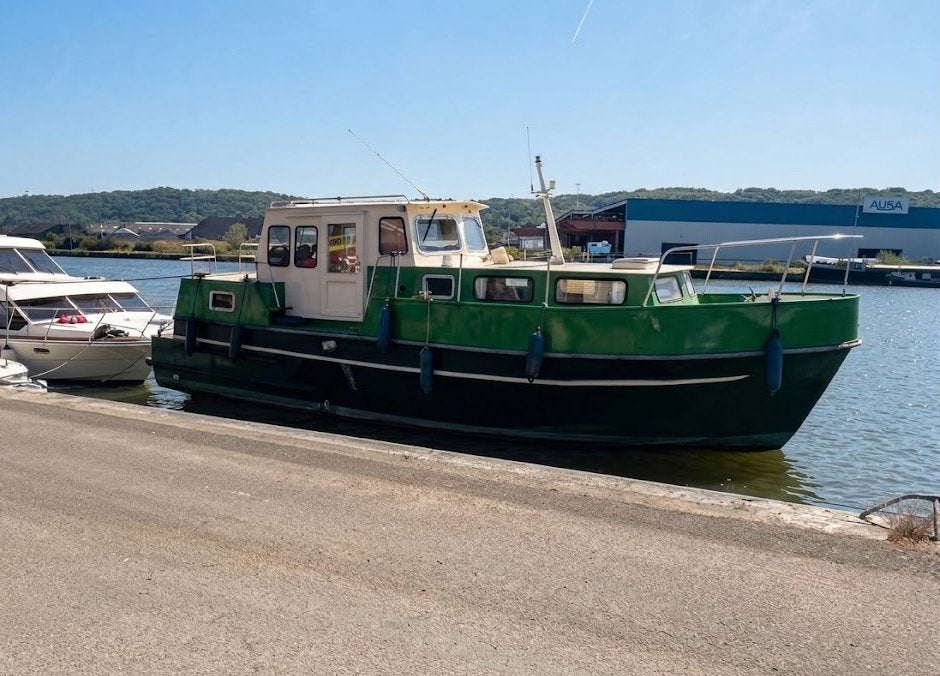 Vedette hollandaise acier 9,36 m 2 moteurs Mercedes 190D, Sports nautiques & Bateaux, 3 m, 9 m, Diesel, Croiseur
