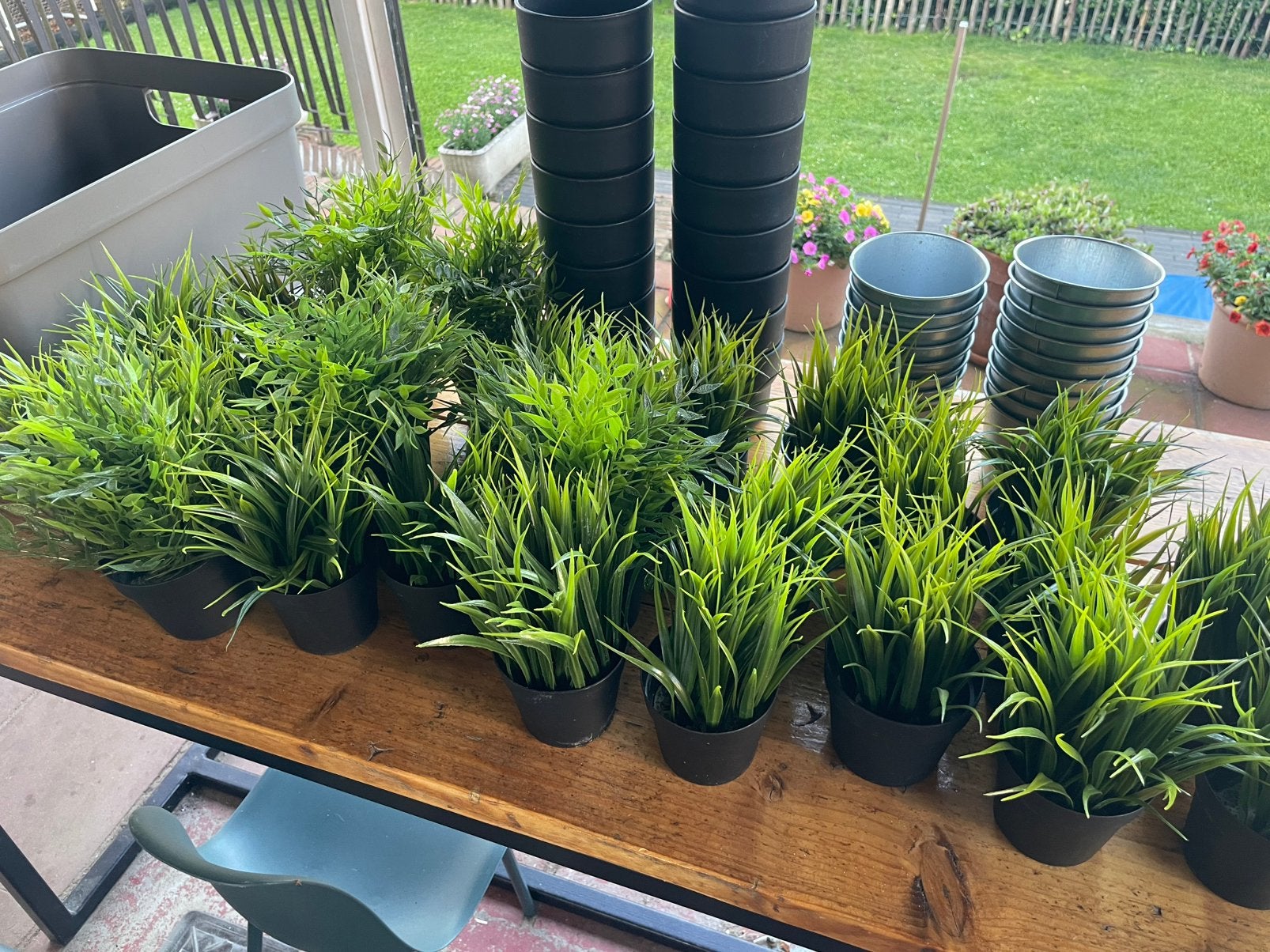 Hele set plastieken plantjes en potjes zwart en metaal, Jardin & Terrasse, Plantes | Jardin, Enlèvement