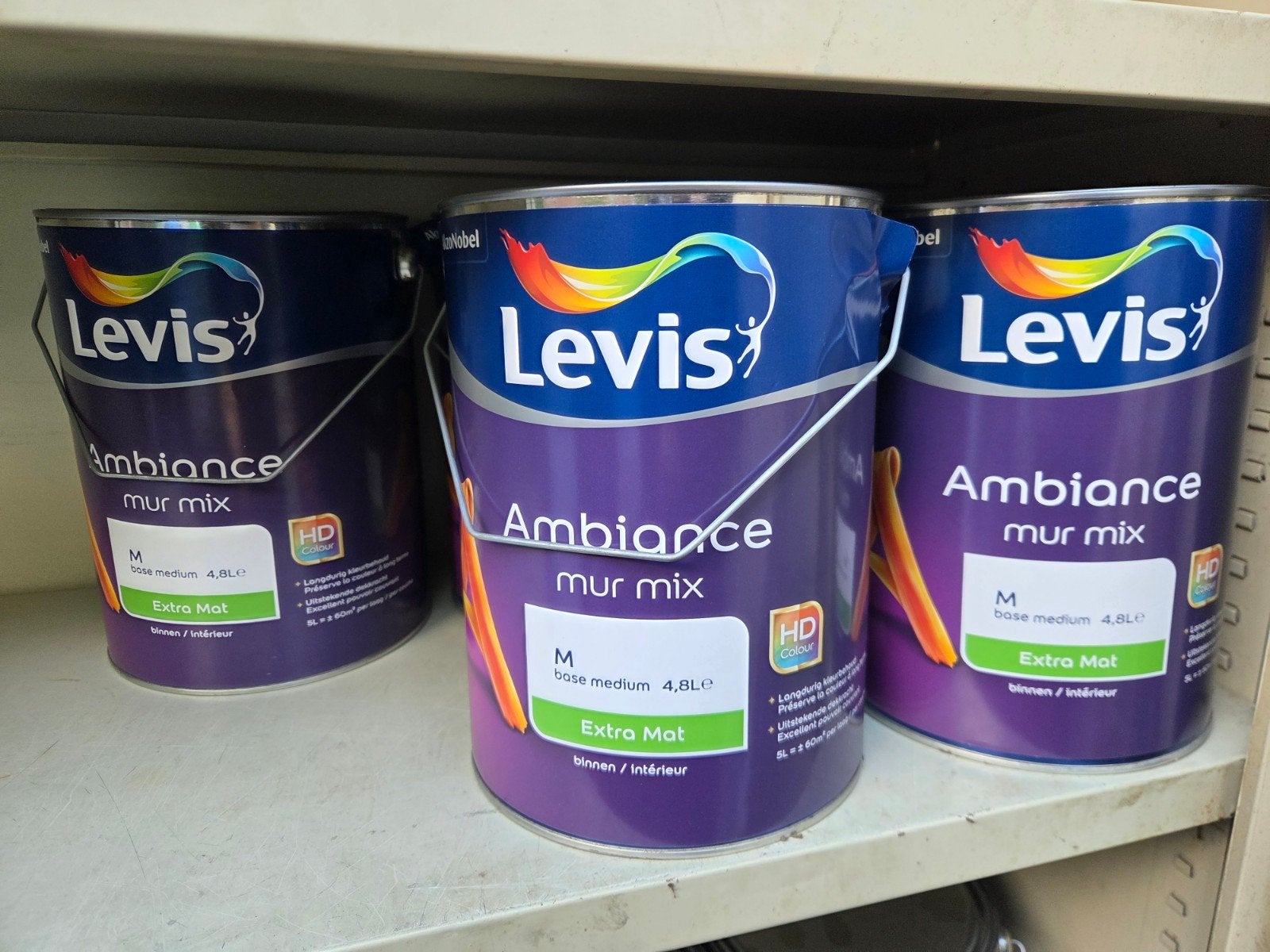 5 potten LEVIS Ambiance muren mix 4,8L., Bricolage & Construction, Moins de 5 litres, Comme neuf, Enlèvement, Peinture