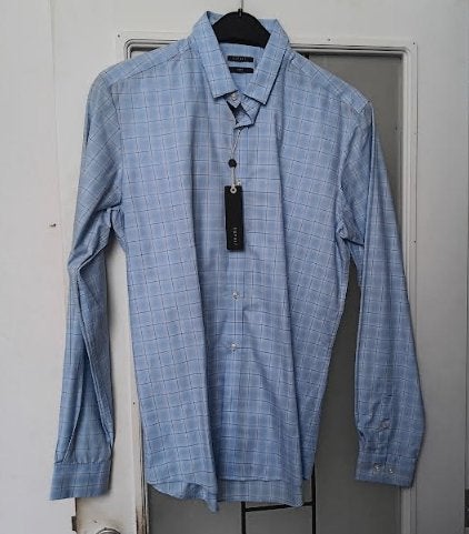 Chemise bleu clair à carreaux Esprit Slim fit L NEUF, Kleding | Heren, Overhemden, Ophalen of Verzenden, Nieuw, Blauw, Halswijdte 41/42 (L)