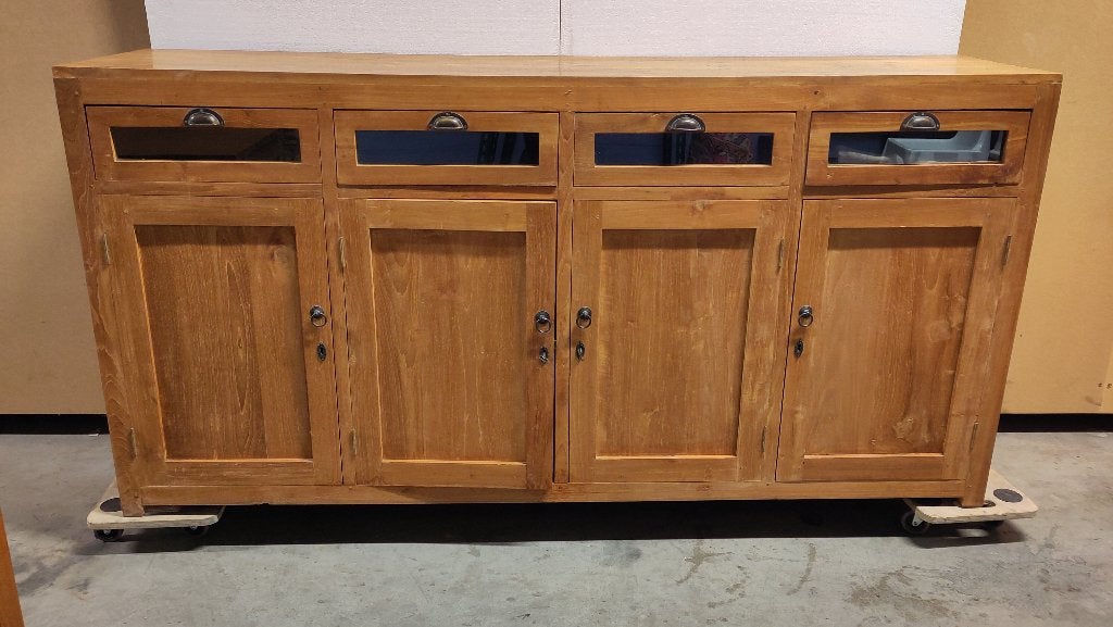 Buffet/buffet en bois massif 200 cm, Maison & Meubles, 25 à 50 cm, 200 cm ou plus, Teck, Comme neuf
