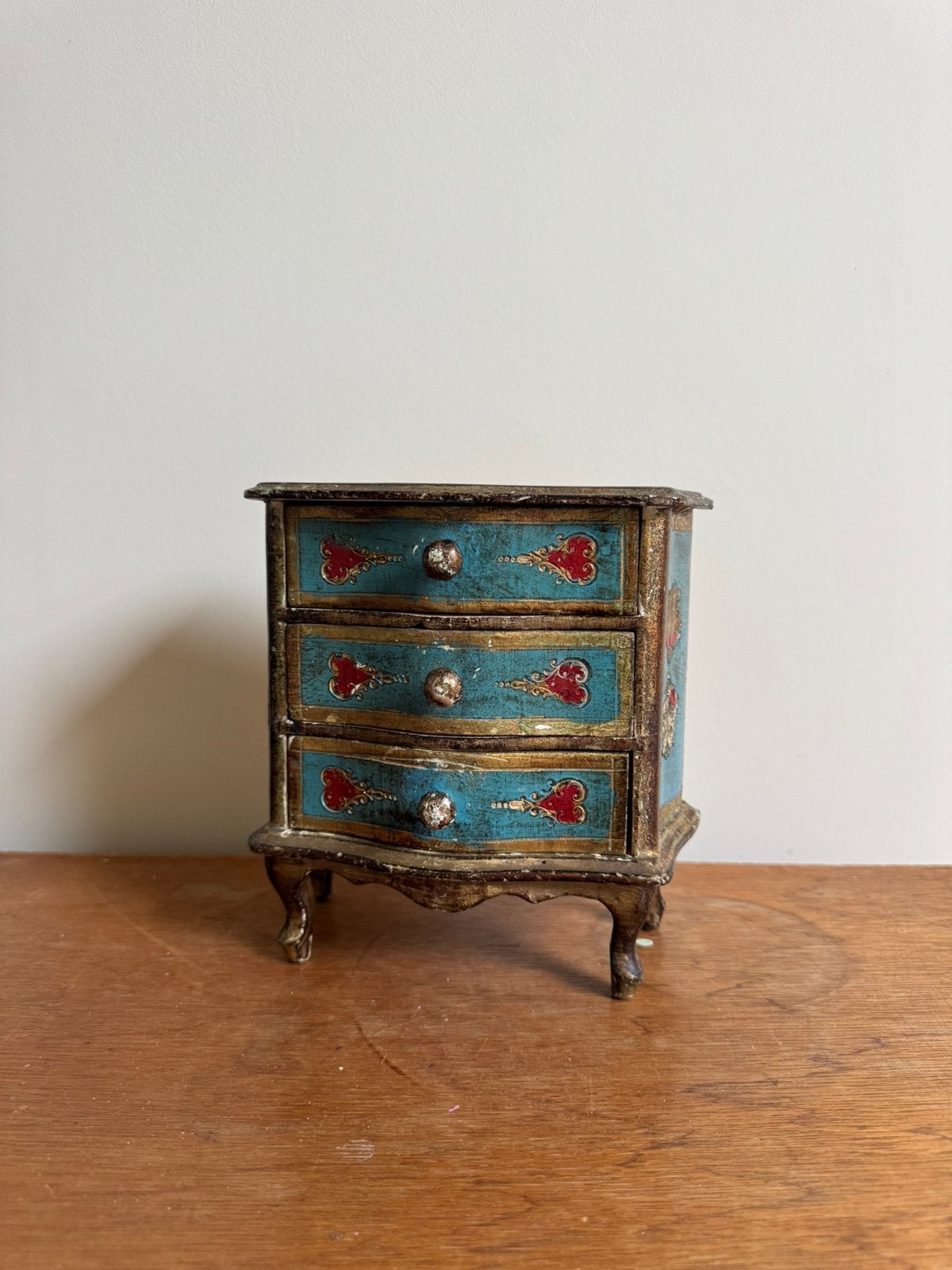 Vintage Florentine Art Jewelry Box, Three Drawers, Antiek en Kunst, Ophalen of Verzenden