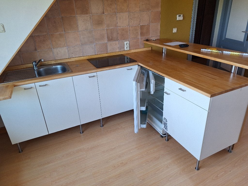 L-vormige keuken zonder bovenkastjes, Ophalen, Gebruikt, Wit, Hoekkeuken
