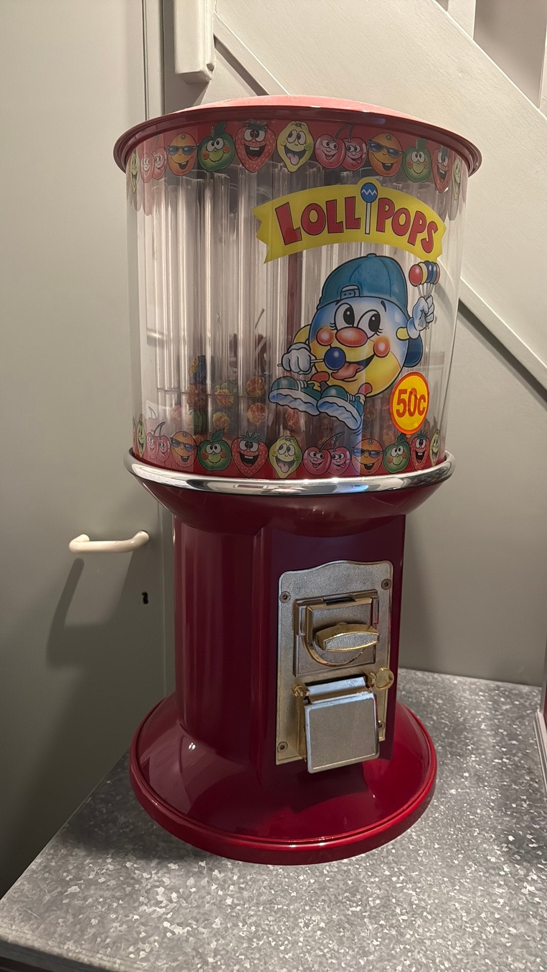 Vintage Chupa Chups Lolly-automaat – Werkt op Euro’s € 0,50, Ophalen, Zo goed als nieuw