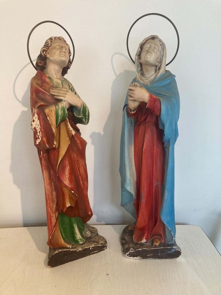2 grote beelden Johannes en Maria Calvarie (57 cm), Enlèvement