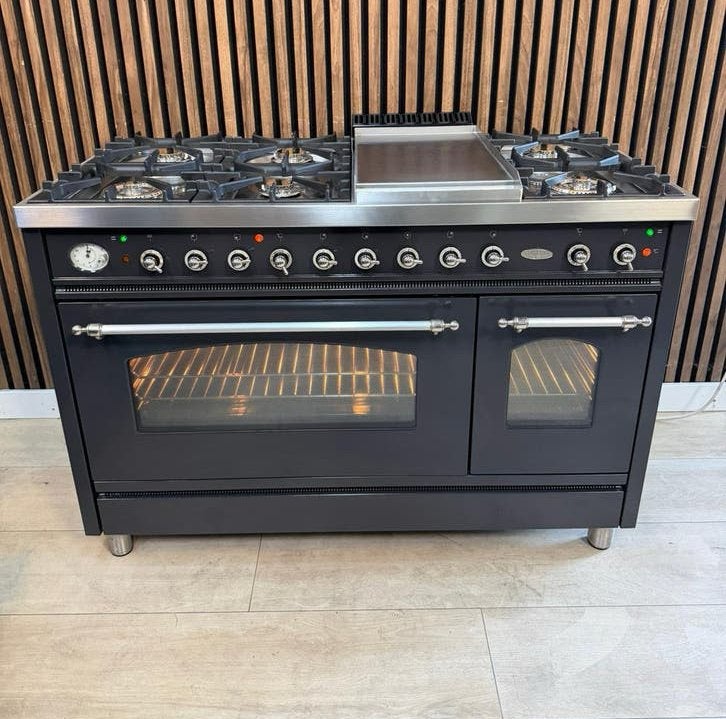 Prachtige Antraciet Boretti Fornuis 120 cm (Gratis bezorgen), 60 cm of meer, Ophalen of Verzenden, Zo goed als nieuw, Energieklasse A of zuiniger
