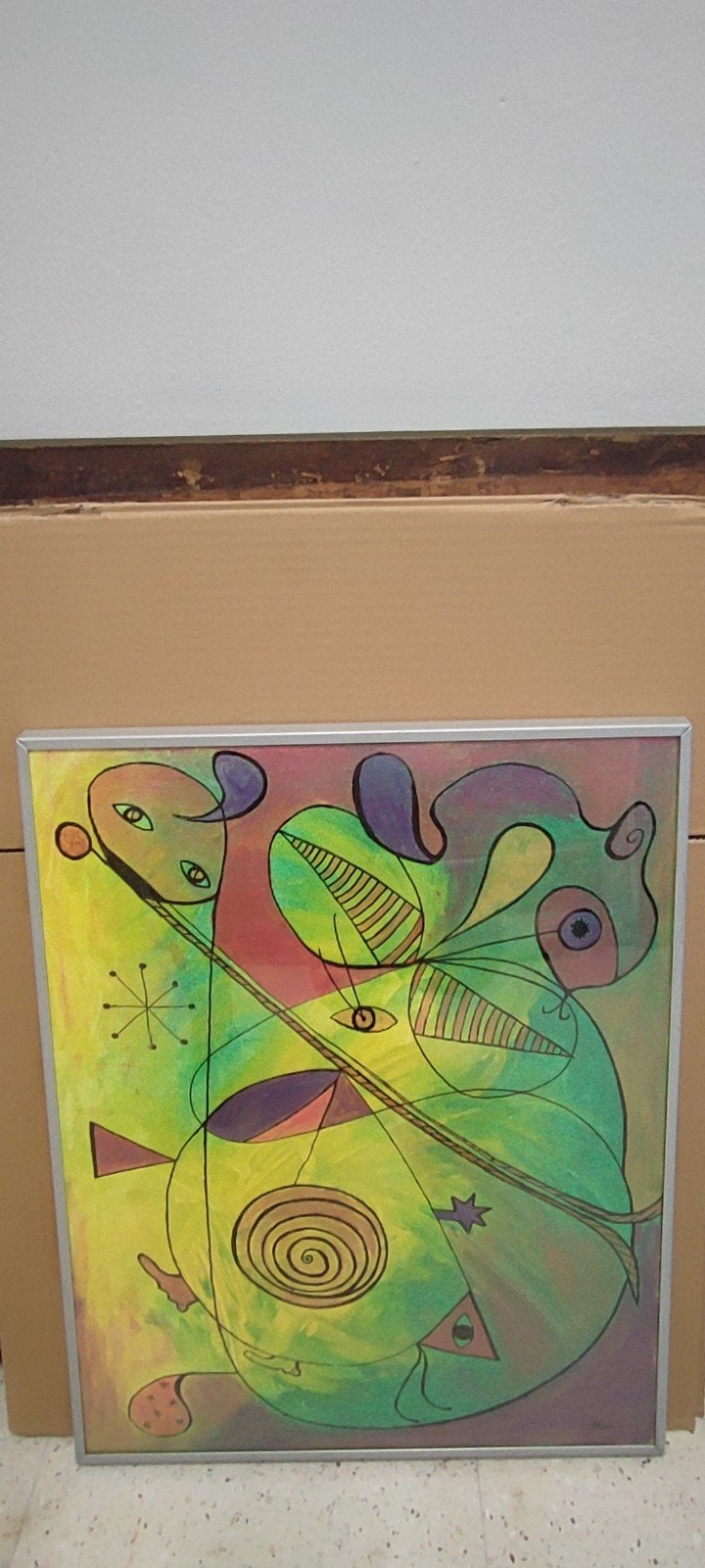 abstract -Modern schilderij gesigneerd, Antiek en Kunst, Ophalen of Verzenden