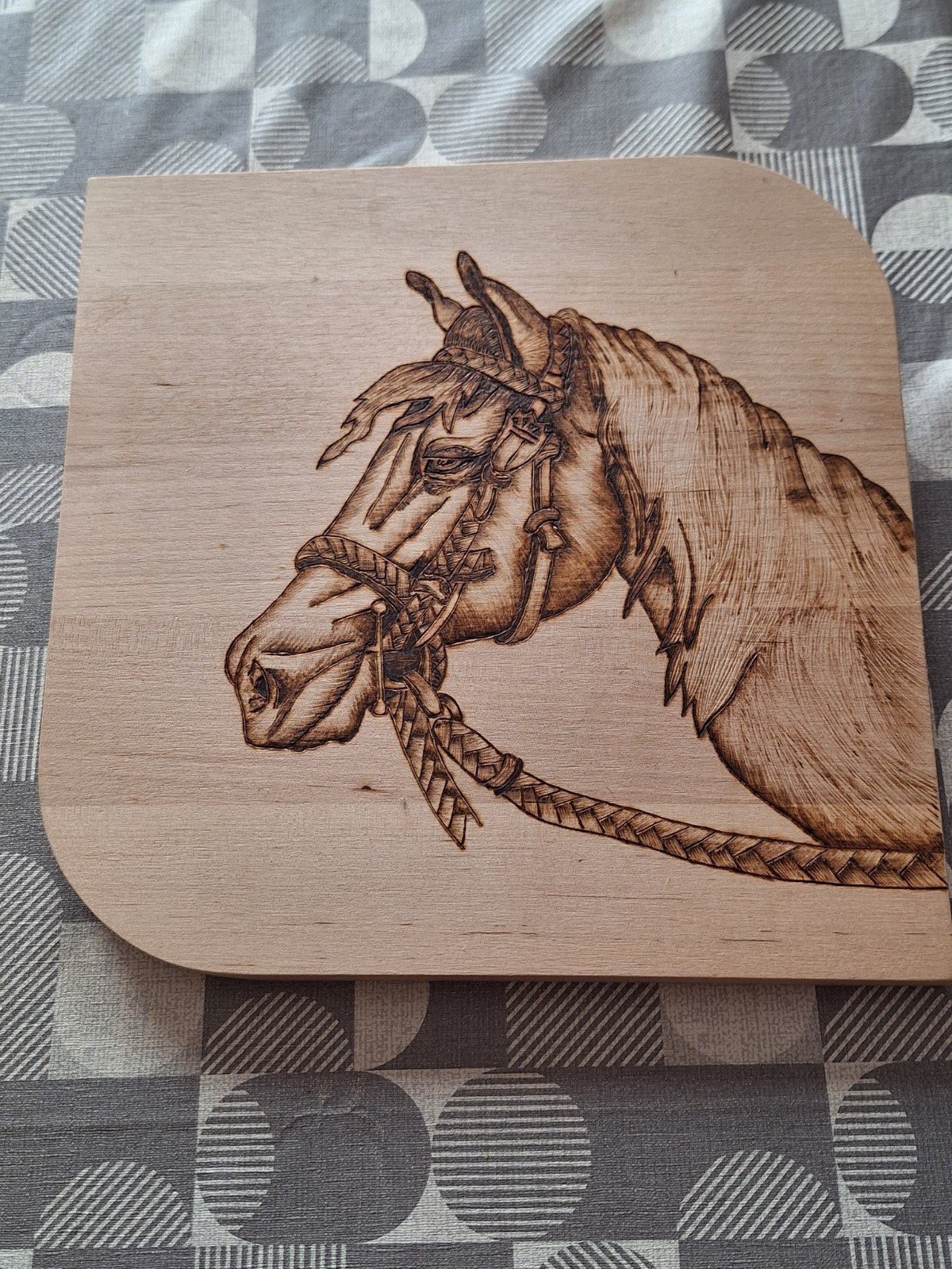Beau cadre sur bois avec cheval, Enlèvement ou Envoi, Bois