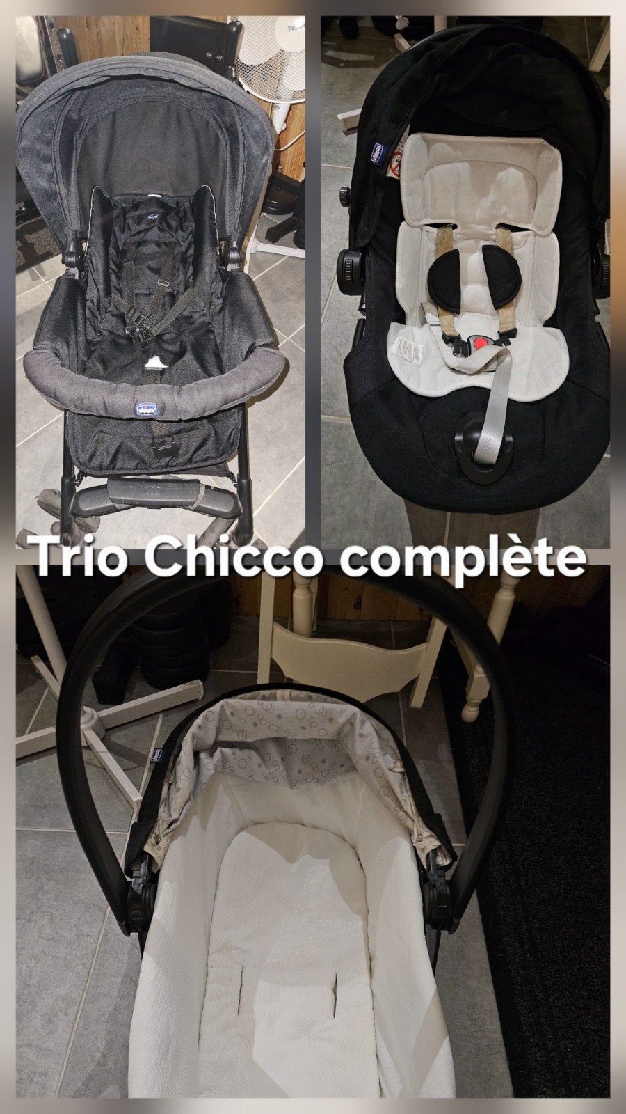 poussette Chicco trio sprint noire complète, Enfants & Bébés, Enlèvement ou Envoi, Poussette