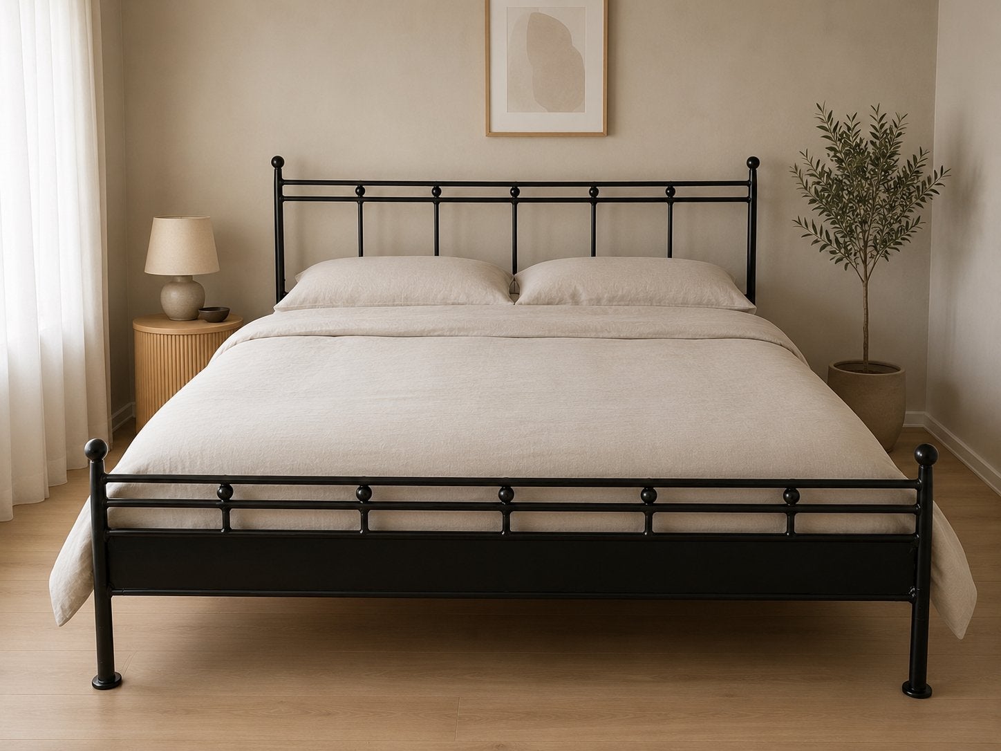 Stijlvol stalen bedframe 180x220 cm, Ophalen, Zo goed als nieuw, Bruin, 220 cm