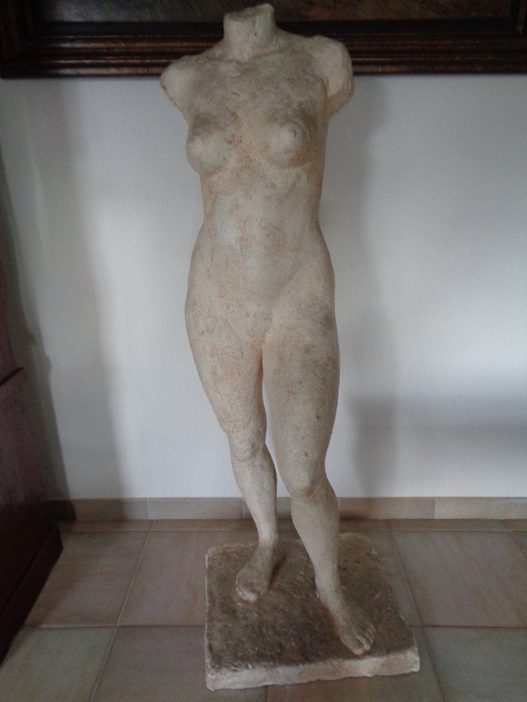 *H. Geldhof (1929) -Prachtig levensgroot beeld van een dame, Antiek en Kunst, Ophalen, Beeld