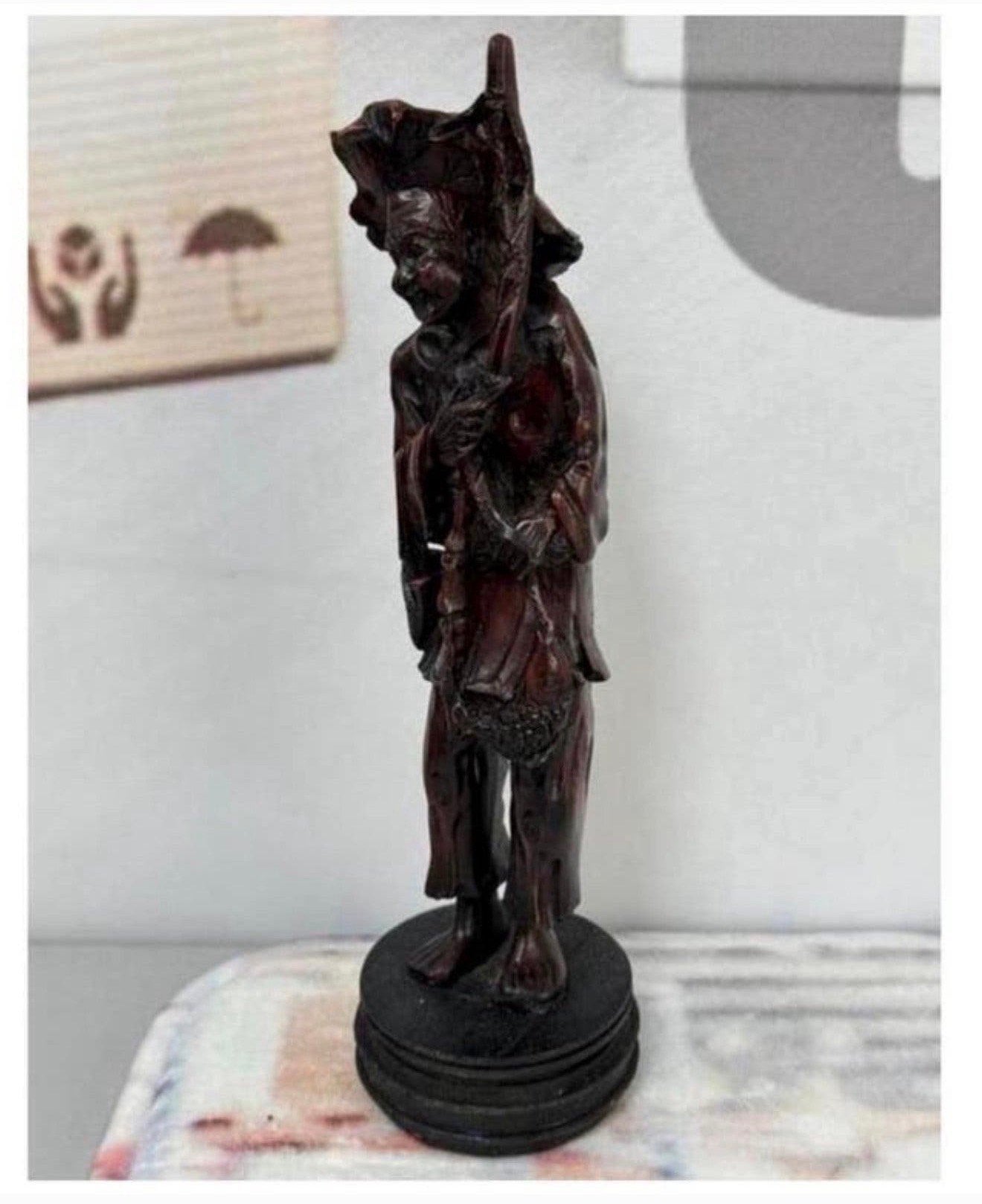 1980 Aziatisch Balinese visser gesneden uit Coromandelhout, Antiek en Kunst, Ophalen of Verzenden, Azië, Houtsnijwerk