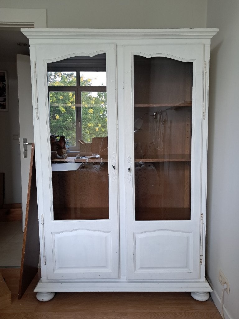 Vintage glazen kast wit geverfd - Om weg te geven!, Huis en Inrichting, Kasten | Ladekasten, Gebruikt, 150 tot 200 cm, 100 tot 150 cm
