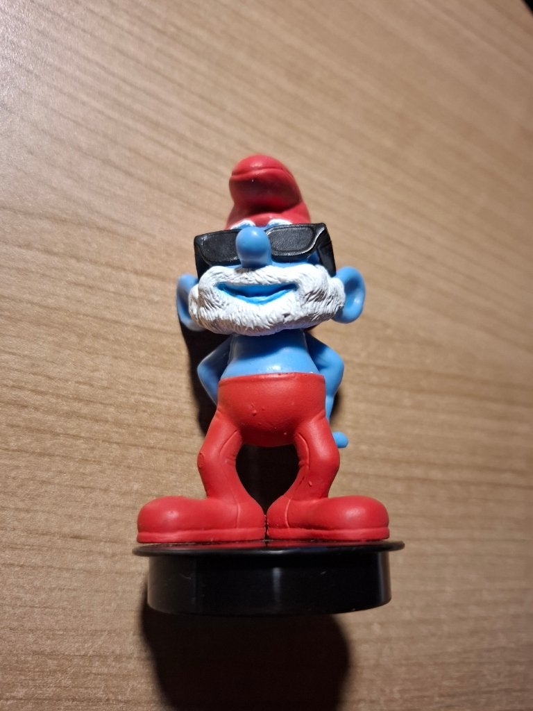 Grote smurf op sokkel 8cm, Ophalen of Verzenden, Nieuw, Grote Smurf, Poppetje, Figuurtje of Knuffel