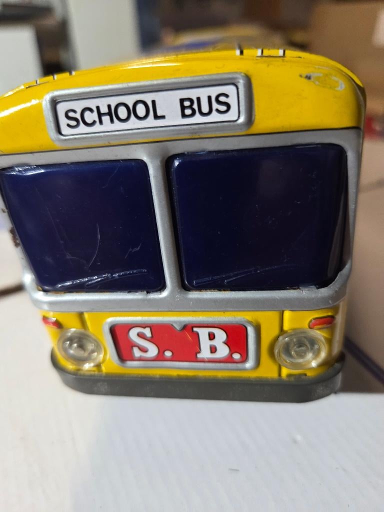 Vintage speelgoed: blikken schoolbus, Ophalen of Verzenden, Zo goed als nieuw, Bus of Vrachtwagen