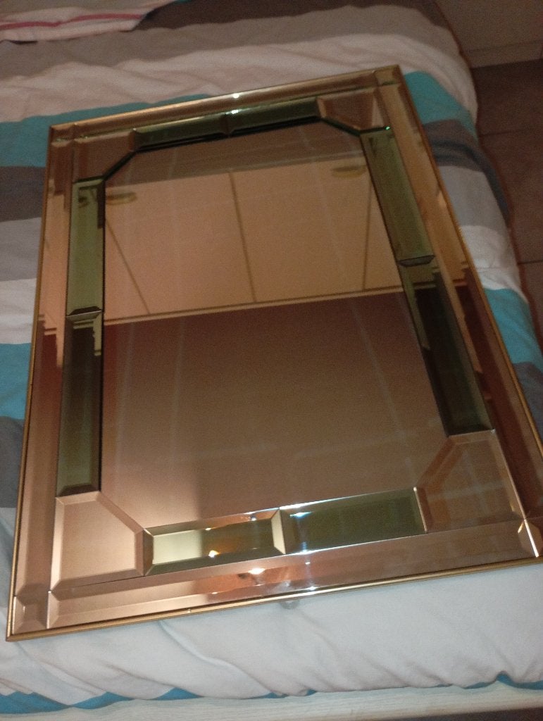 Art Deco spiegel met facetgeslepen glas, Ophalen, Rechthoekig, 50 tot 100 cm, Minder dan 100 cm