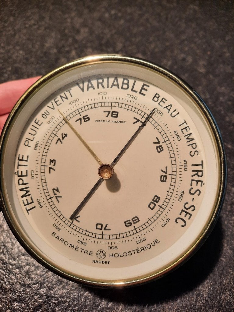 baromètre de luxe fabriqué en France NAUDET 12,5 cm diamètre, TV, Hi-fi & Vidéo, Stations météorologiques & Baromètres, Neuf, Baromètre