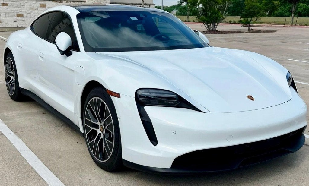 Porsche Taycan, Auto's, Zwart, Wit, Leder, Elektrisch
