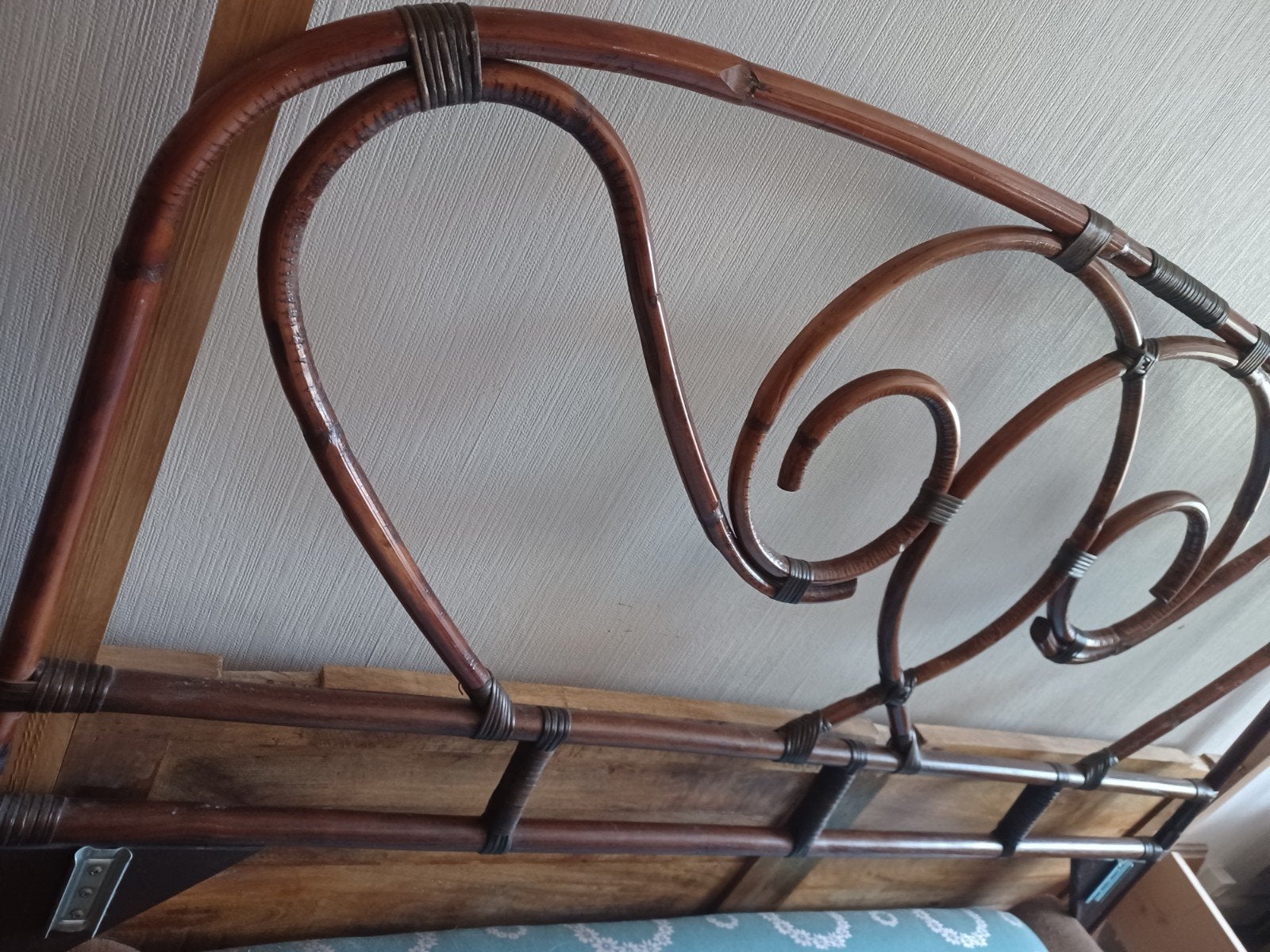 Bamboo headboard. Klikt vast in boxspring., Ophalen, 220 cm, 140 cm