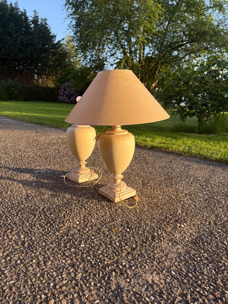 Set Vintage Crème Urn-Vormige Tafellampen, Antiquités & Art, Antiquités | Éclairage, Enlèvement