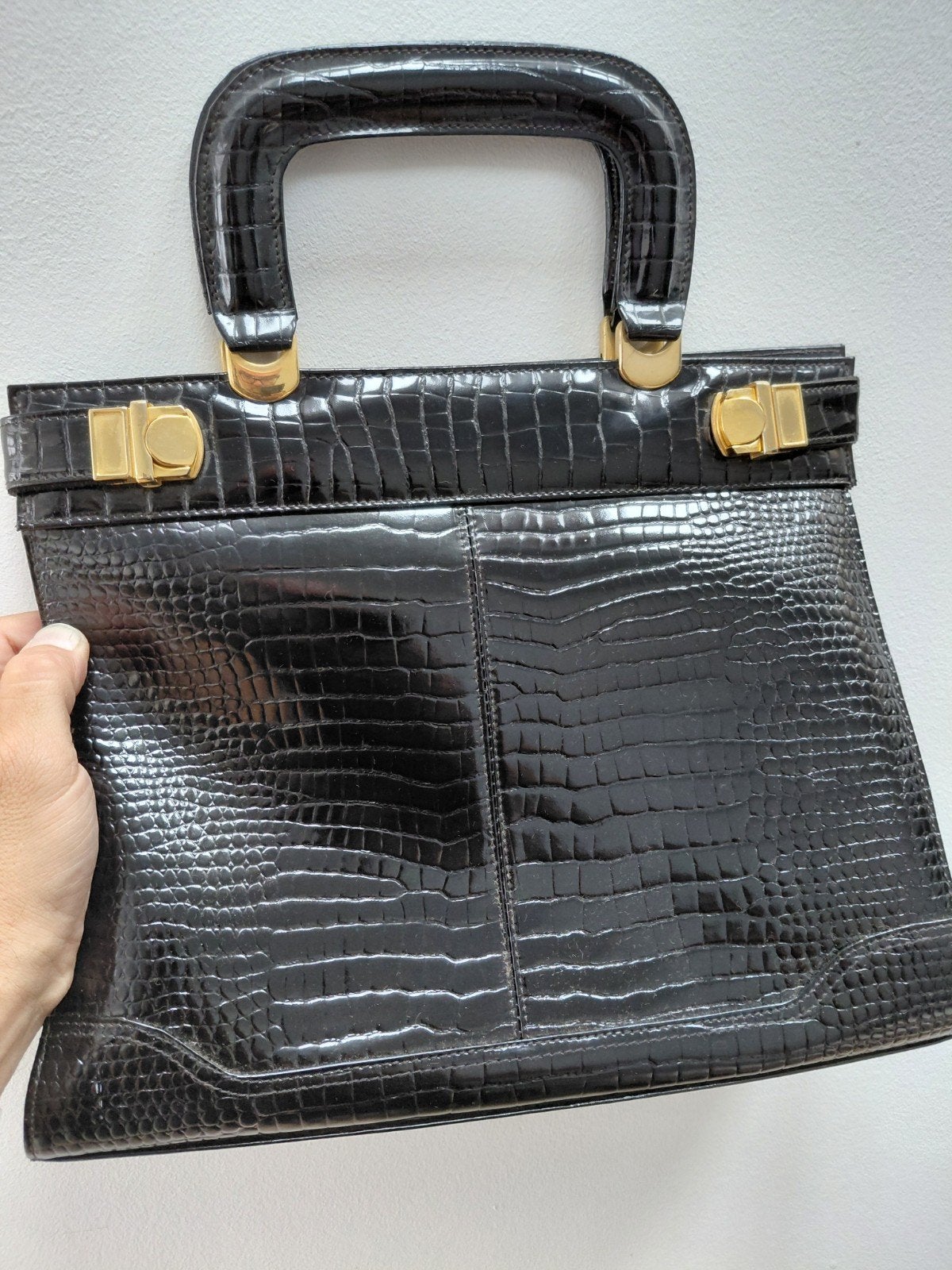 Sac à main vintage Zenithi en cuir de crocodile véritable |, Bijoux, Sacs & Beauté, Sacs | Sacs Femme, Enlèvement, Sac à main