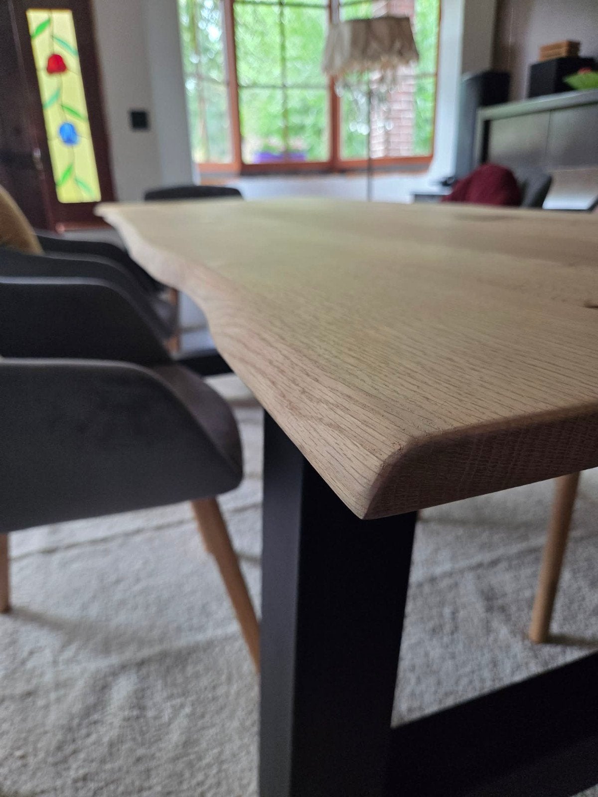 Boomstamtafel rustiek eiken- 230cm nieuw, Huis en Inrichting, Ophalen