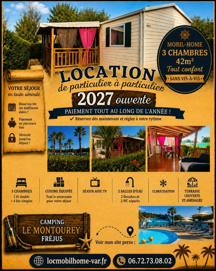 Loue Mobilhome 3ch à Fréjus, Vacances, Climatisation