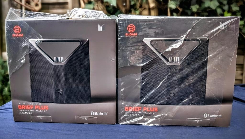 Paar BUGANI Brief Plus „Hi-Fi” luidsprekers - Nieuwstaat, Audio, Tv en Foto, Luidsprekerboxen, Zo goed als nieuw, Minder dan 60 watt