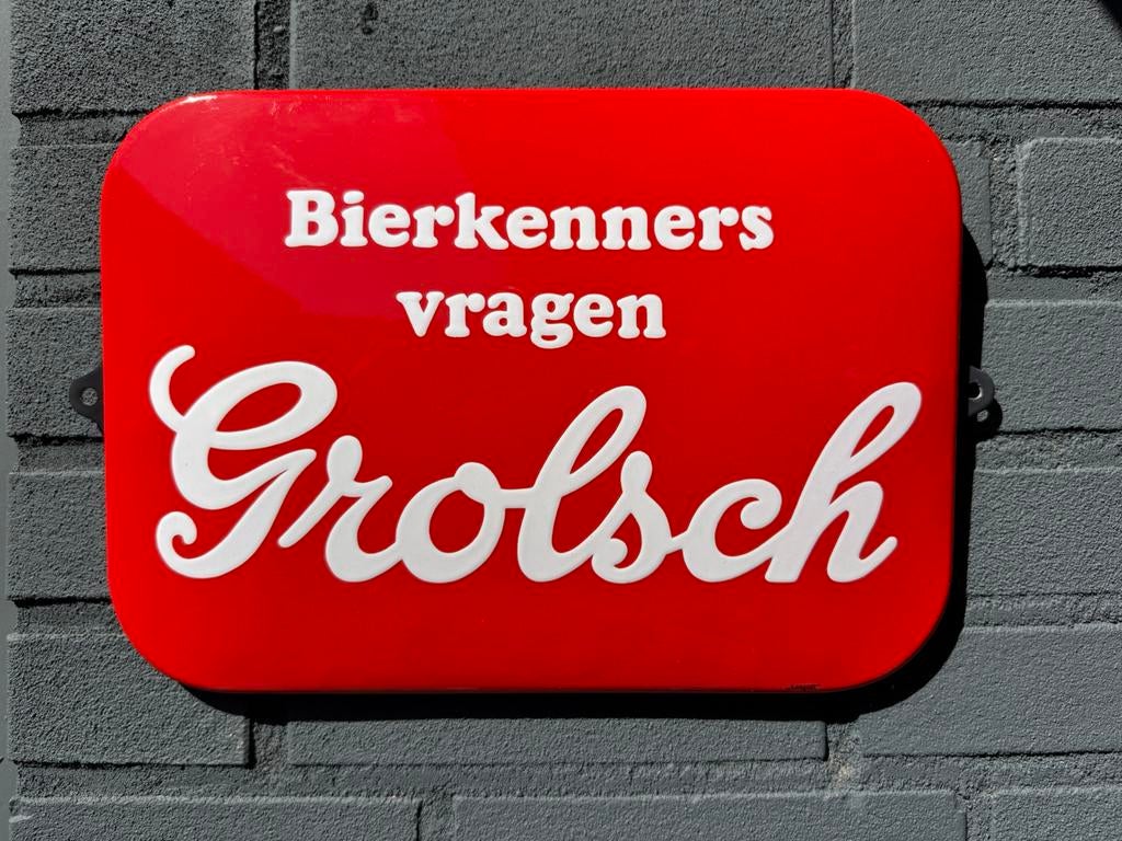 Grolsch Bier emaille reclamebord, Ophalen of Verzenden, Gebruikt, Reclamebord