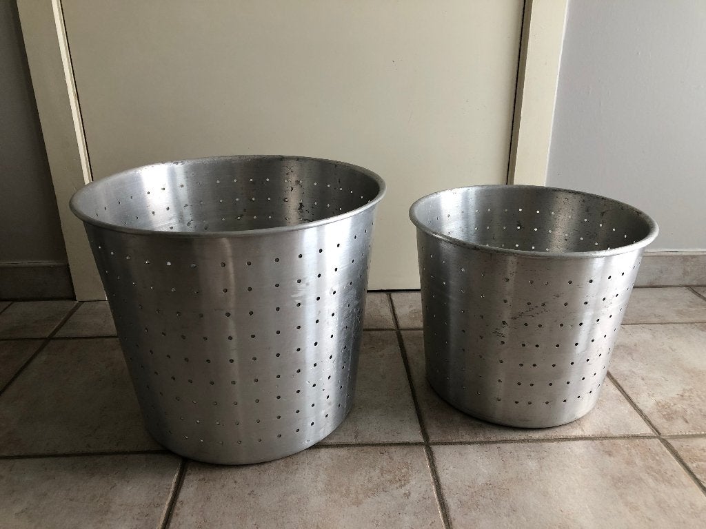 Metalen bloempotten (diameter 34cm en 40cm), Gebruikt, Rond, Minder dan 40 cm, Balkon