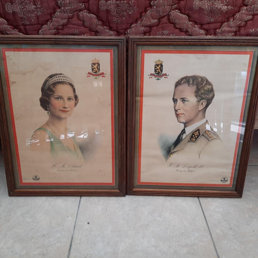 vintage kaders Astrid en Leopold III, Collections, Maisons royales & Noblesse, Enlèvement, Utilisé, Carte, Photo ou Gravure