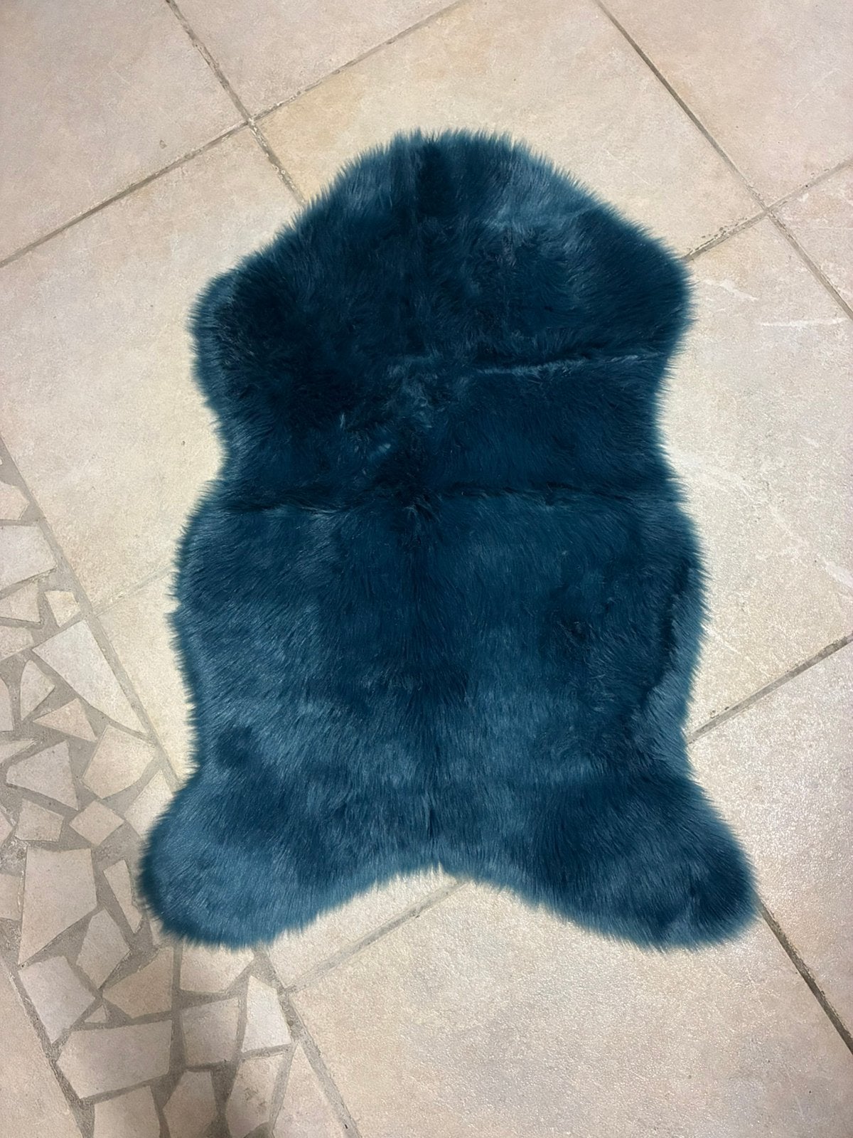 Blauw synthetisch velletje, Ophalen of Verzenden, Gebruikt, Blauw, Ovaal