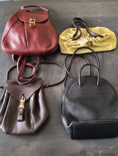 Lot de 4 sacs en cuir, (2Neuville, 1de Belon, 1Flora Fleur), Ophalen of Verzenden, Zo goed als nieuw, Overige kleuren, Handtas