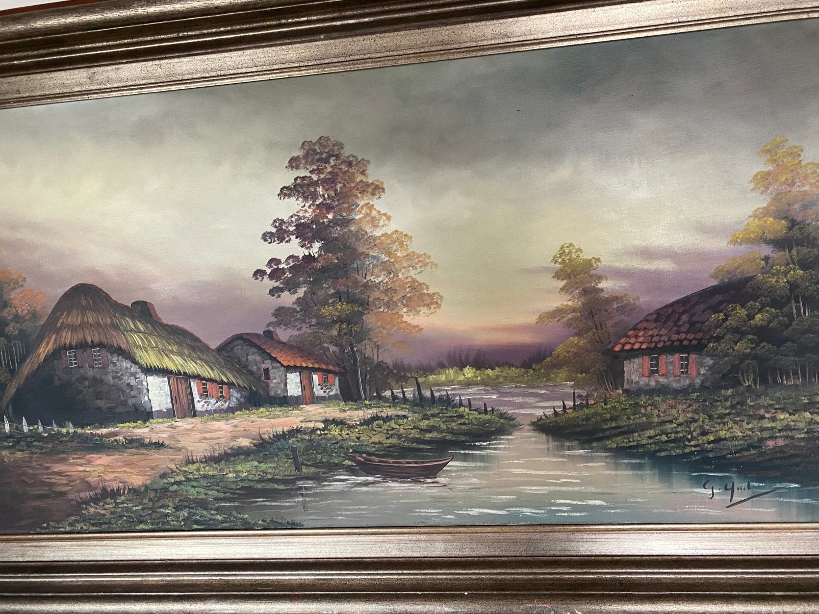 Schilderij op doek .. landschapstafereel .., Antiek en Kunst, Ophalen, Doek