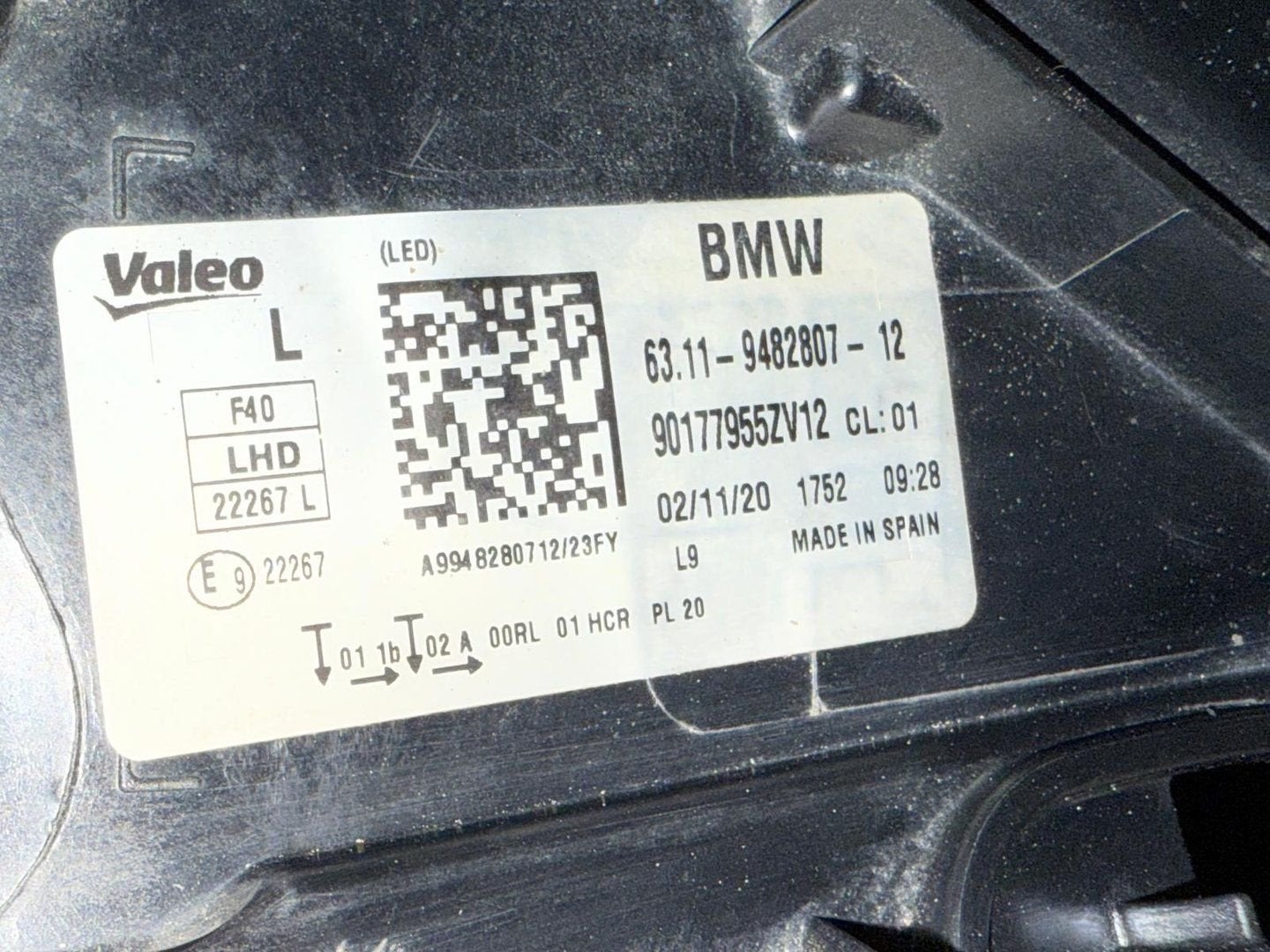 KOPLAMP BMW 1 SERIE F40 VOLL LED LINKS ORIGINEEL 9482807-12, Gebruikt, -, -, Ophalen of Verzenden