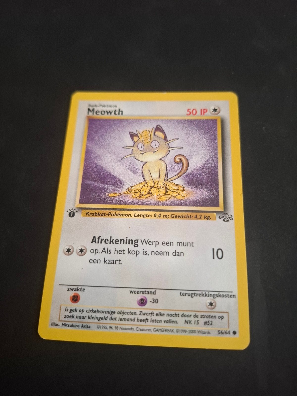 Meowth Pokémon Kaart - Base Set 56/64, Ophalen of Verzenden