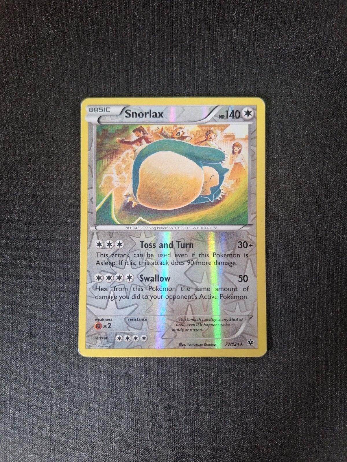Snorlax 77/124 Rare - Pokémon XY Fates Collide (2016), Enlèvement, Comme neuf, Cartes en vrac, Foil