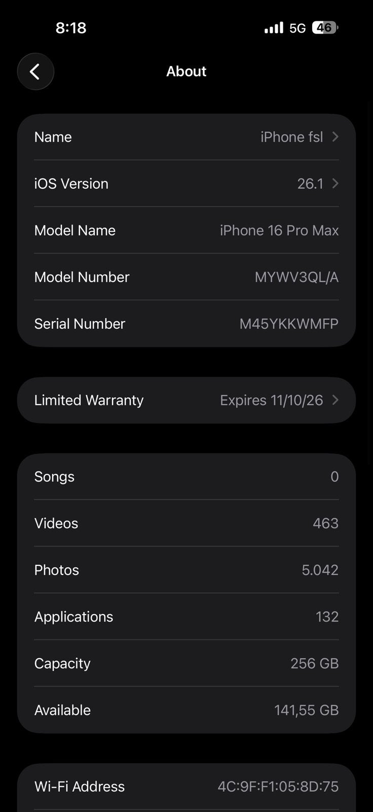 iPhone 16 Pro Max, 256 GB, 97 %, IPhone 16 Pro Max, Comme neuf