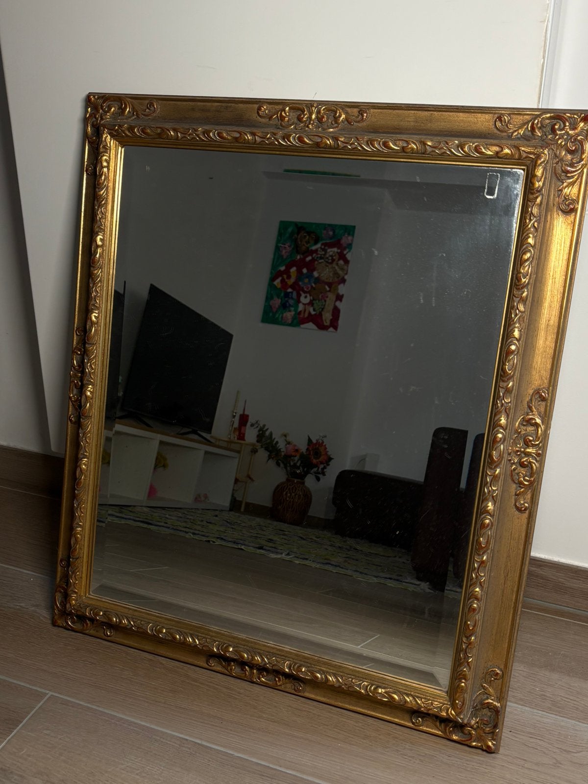 Vintage gouden spiegel 70cm hoog, Antiek en Kunst, Antiek | Spiegels, Ophalen