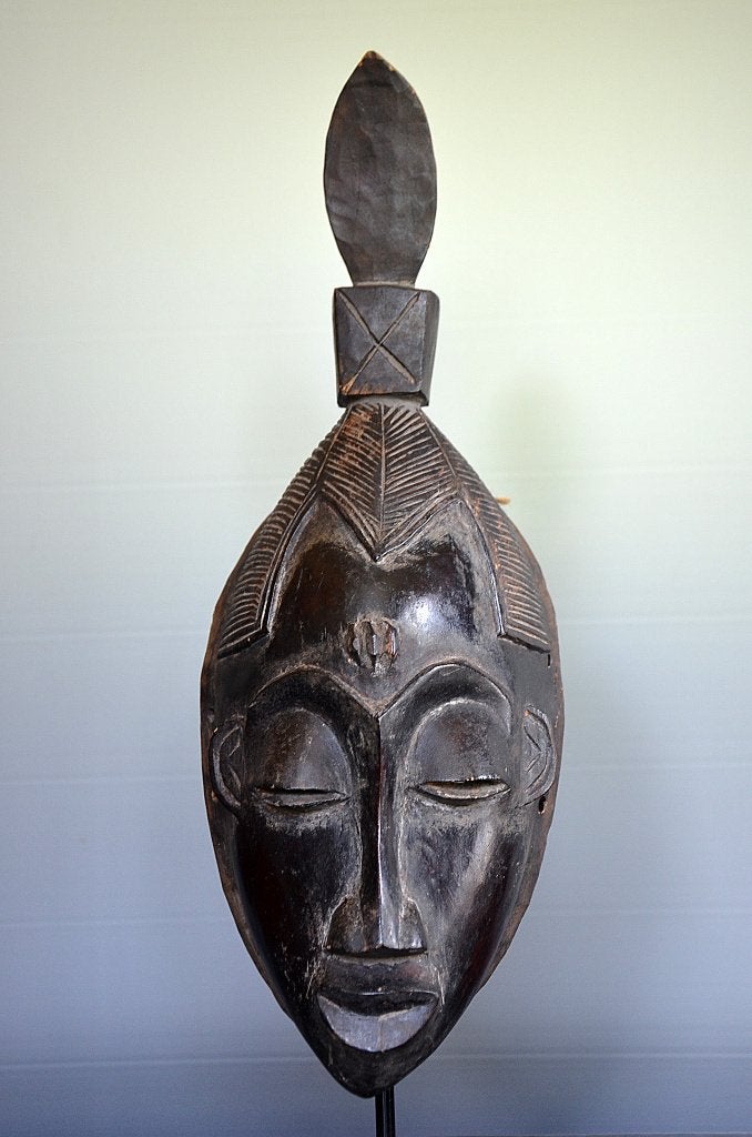 Afrikaans Guro Gu masker uit Ivoorkust, Hout, Afrika, Masker, 42 cm