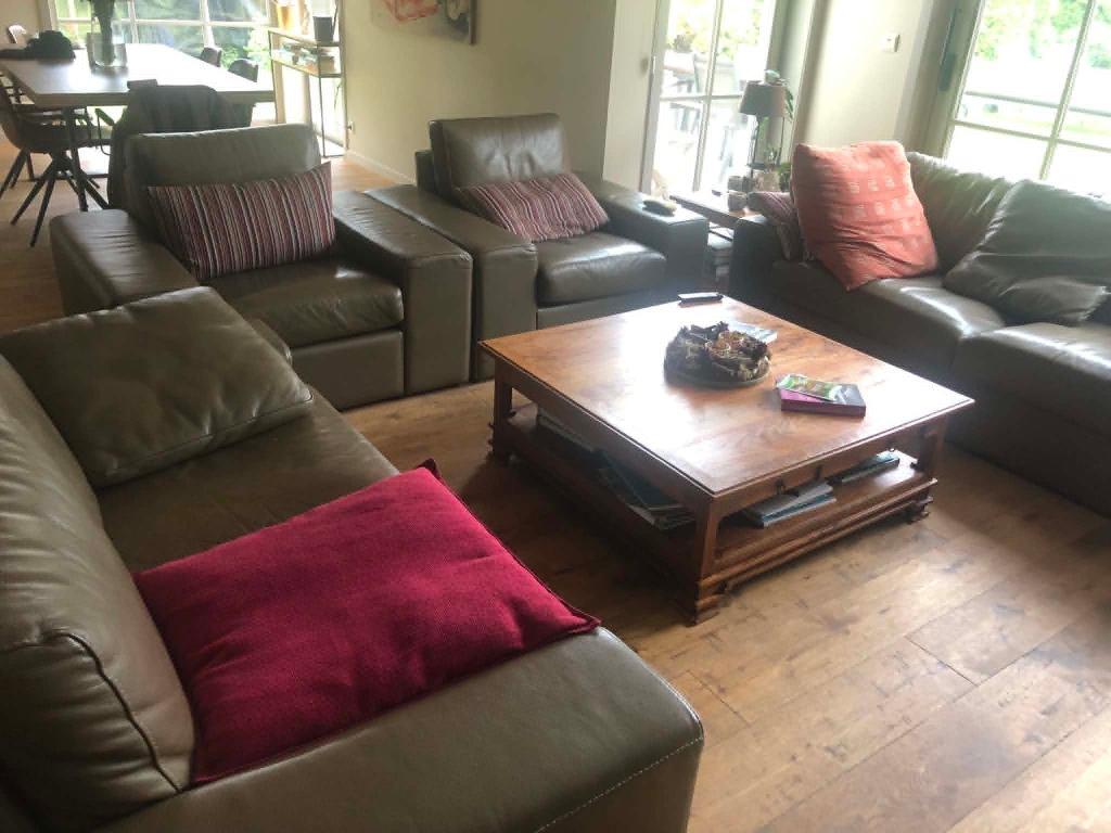 Lederen salon in goede staat, Ophalen, Gebruikt, Leer