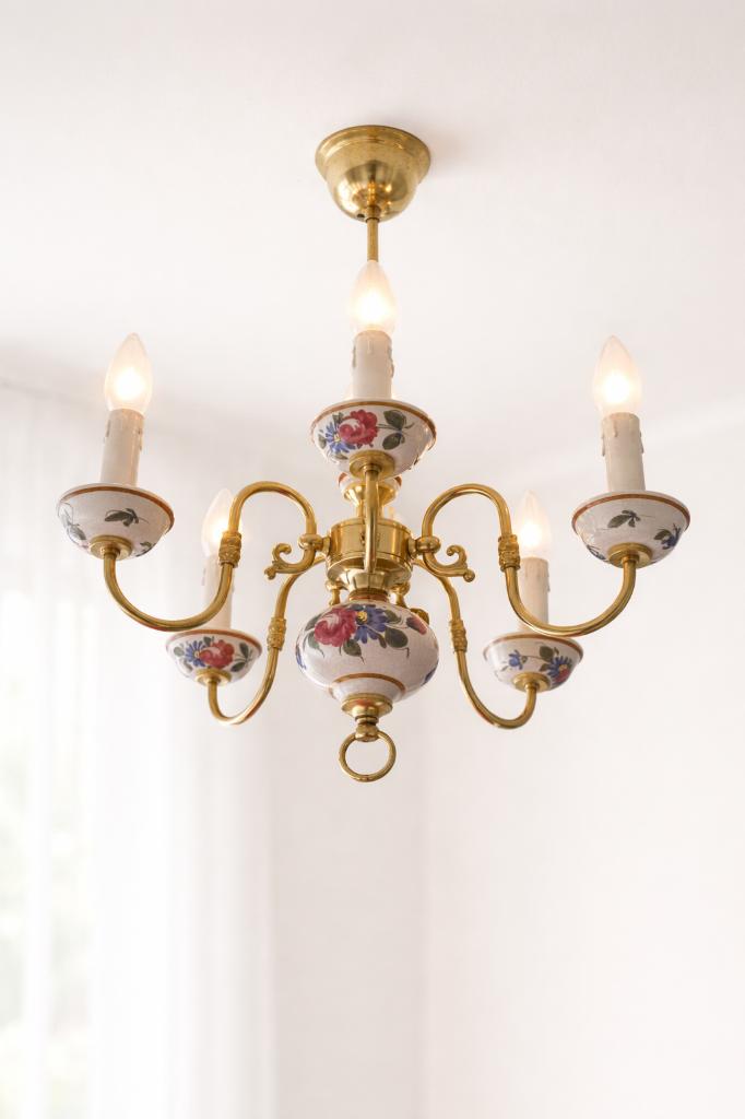 Vintage hanglamp – handgeschilderd, Antiek en Kunst, Ophalen