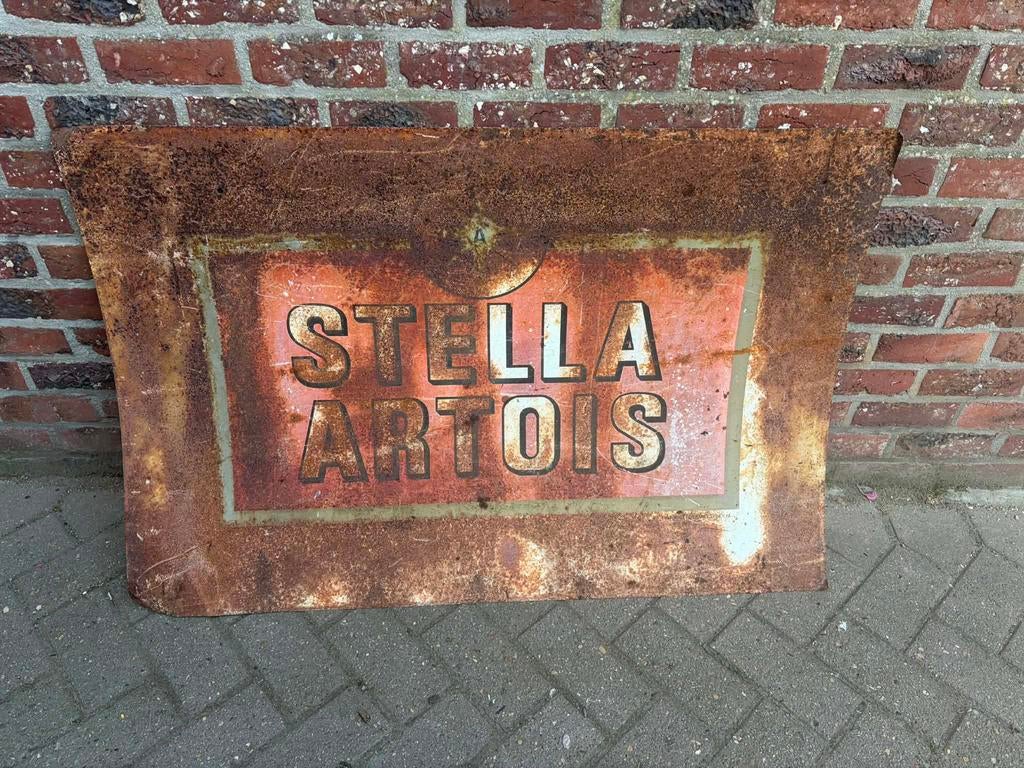 Blikken bord stella artois, Verzamelen, Merken en Reclamevoorwerpen, Ophalen, Gebruikt, Reclamebord