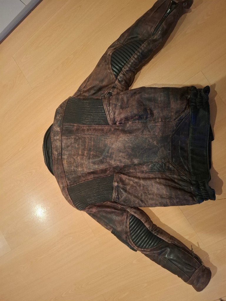 Lederen motorvest Vintage, Motoren, Heren, Jas | leer, Ophalen of Verzenden, Overige
