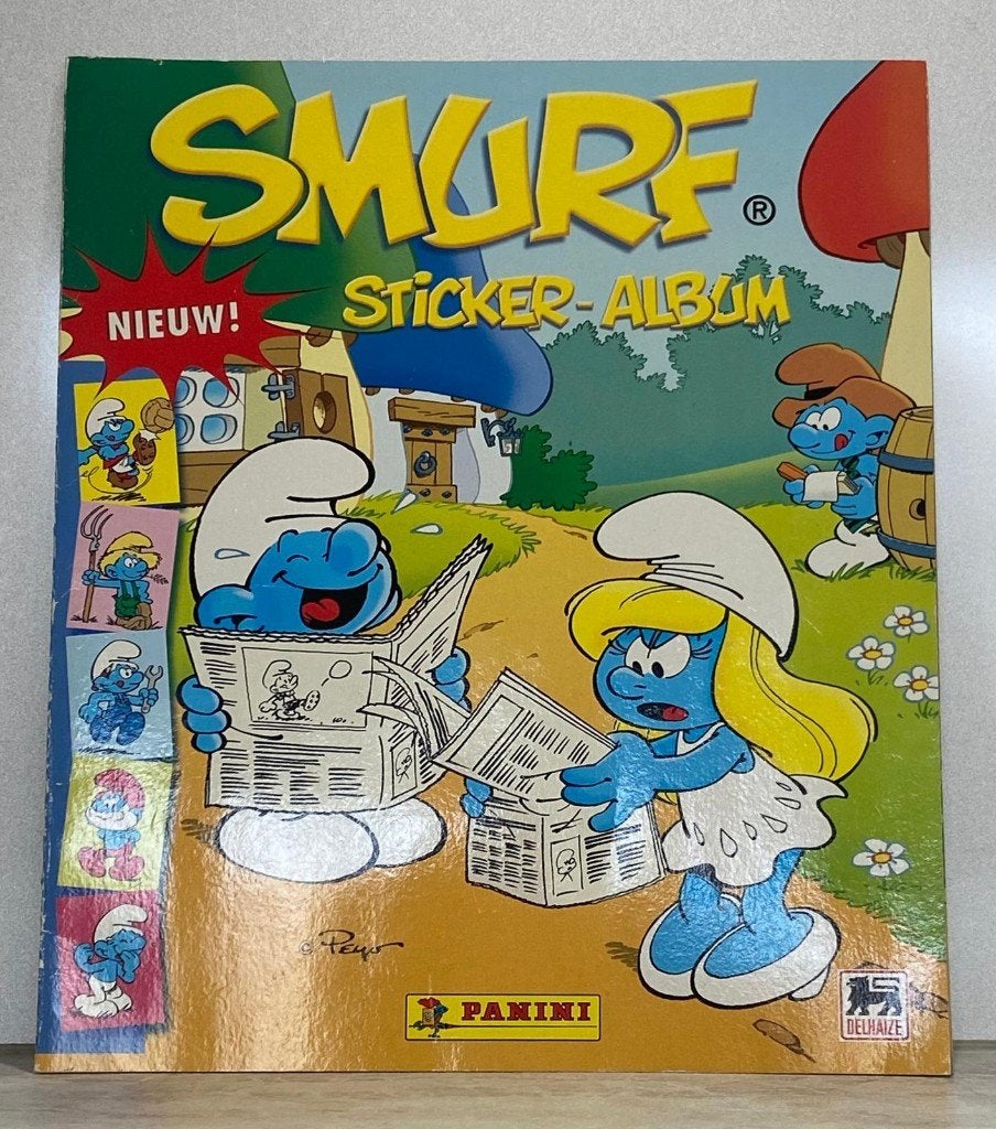 Smurfen Panini Sticker-Album (Delhaize) – 100% COMPLEET, Enlèvement, Comme neuf, Autres types