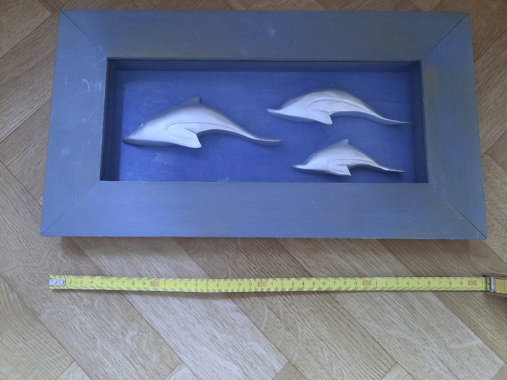 houten kader met dolfijnen in, kan aan de muur of opstaander, Maison & Meubles, Accessoires pour la Maison | Décorations murale
