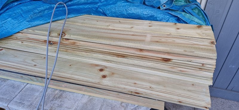 Party van 24 grenen gladde blokhutplank 240x12cm, Doe-het-zelf en Bouw, Hout en Planken, Minder dan 25 mm, Grenen, Nieuw, 200 tot 250 cm
