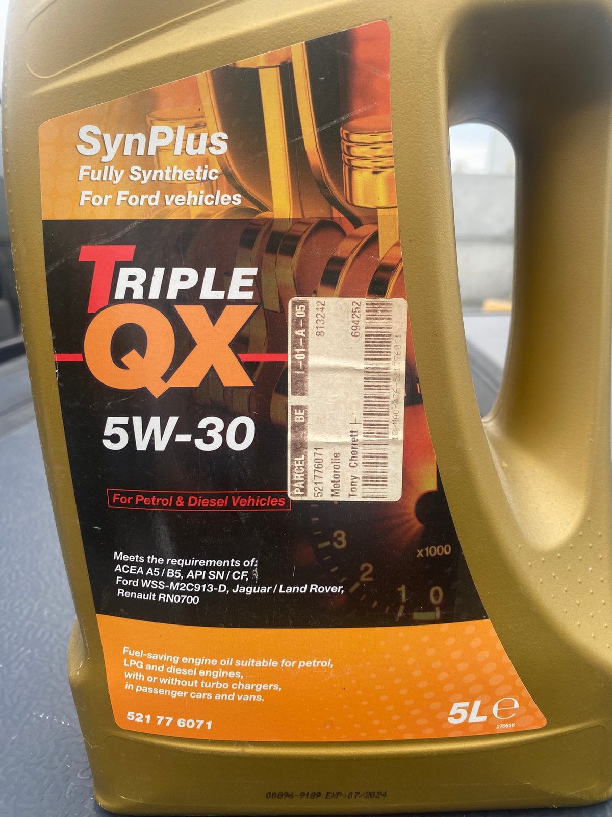 Te koop: Triple QX SynPlus 5W-30 Motorolie – 5 Liter, Ophalen of Verzenden